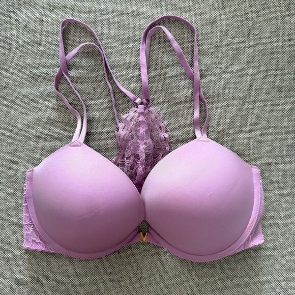 Victoria's Secret Very Sexy Push Up Bra 36D Pink Womens  Front Close Lace Back - Picture 2 of 9